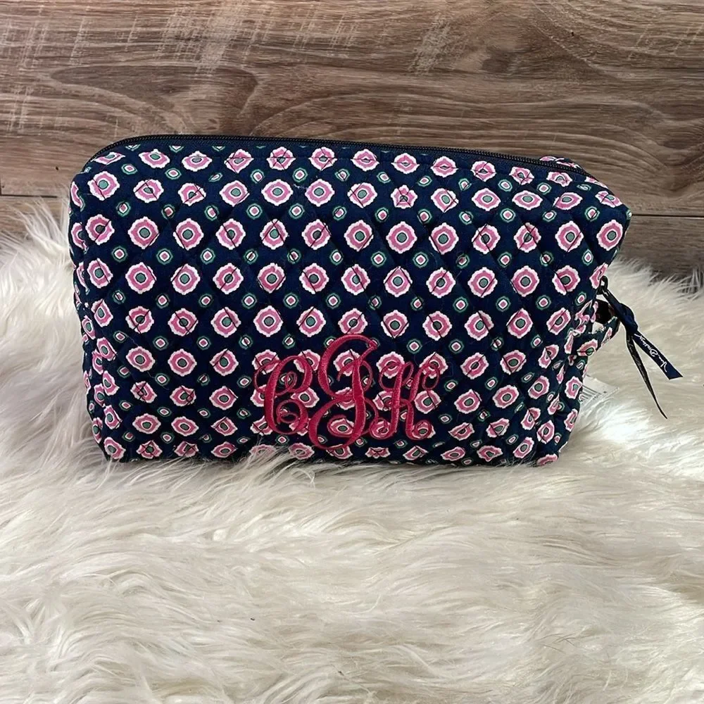 Vera Bradley Large Cosmetic Petal Dots Bag, Blue, Pink and Teal
